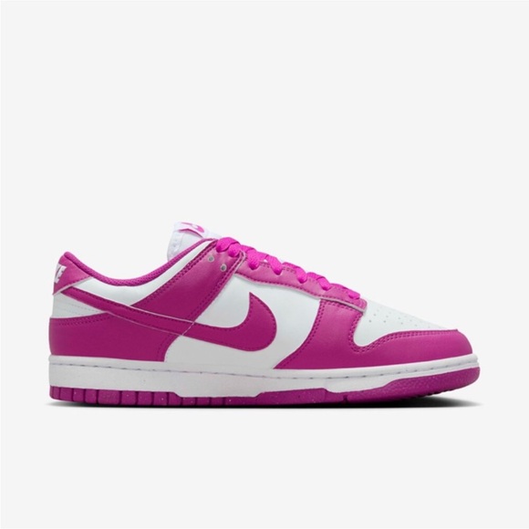 NIKE DUNK LOW HOT FUCHSIA PINK LEATHER SNEAKERS SIZE 8 NEW - Picture 6 of 10